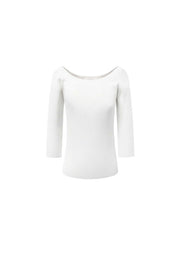 White Scoop Neck Knit Top